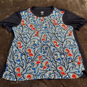 Bird print linen tee